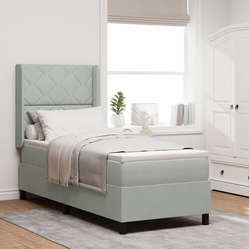 vidaXL Box Spring Krevet s Madracom & LED Svjetlosiva 80x200 cm Baršun Cijene