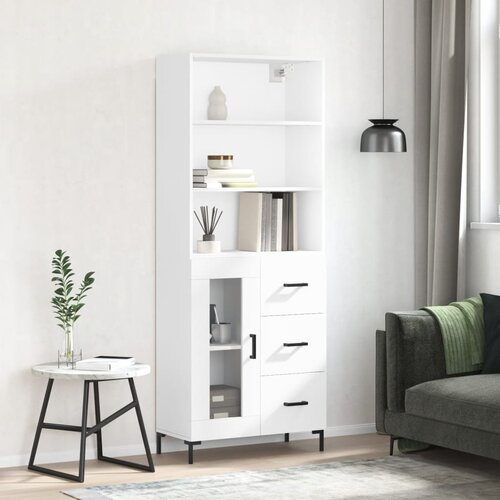 vidaXL Visoka omara bela 69,5x34x180 cm inženirski les Cene