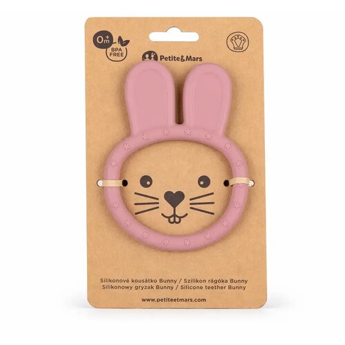 Petite &amp;amp; Mars silikonska grickalica za zube Bunny 0 m+, Dusty Rose Slike