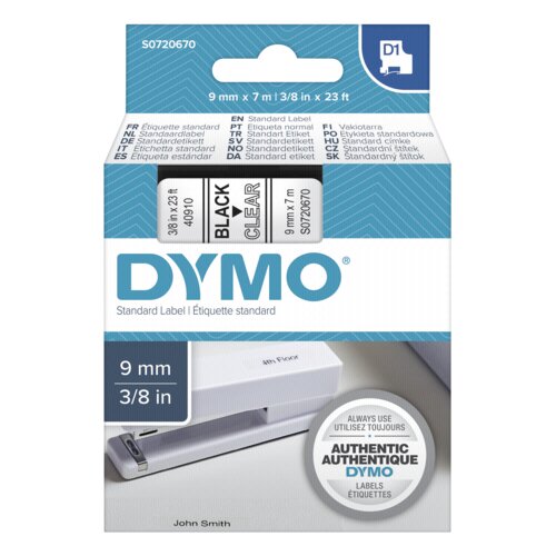 Dymo D1 9mm Black/Clear labels 40910 Cijene
