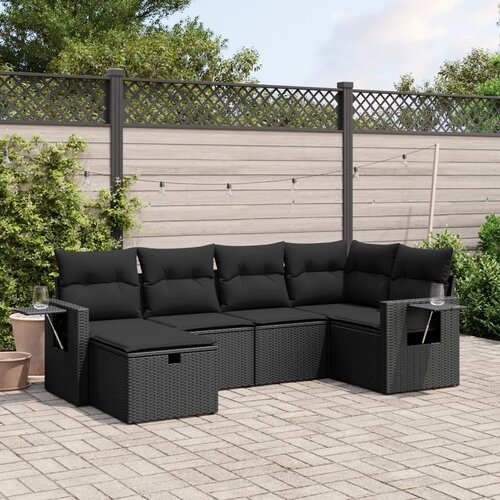 vidaXL 6-dijelni set vrtnih sofa s jastucima crni od poliratana Cijene