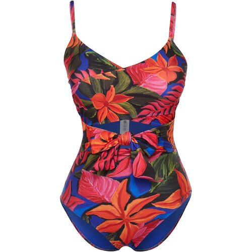 Trendyol Floral Patterned Double Breasted Tied Swimsuit Slike