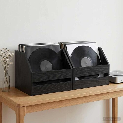  Kutija za vinilne albume 2 kom. Crni hrast 38 x 30 x 29 cm Cene