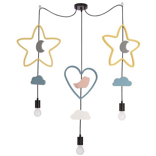  Dečiji luster na kablu TRIO 3xE27/20W/230V žuta/plava/siva Cene