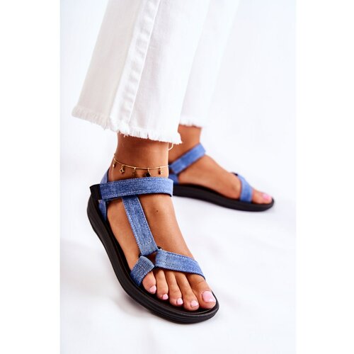 Kesi Classic Women's Sandals With Velcro Blue Kalla Cene