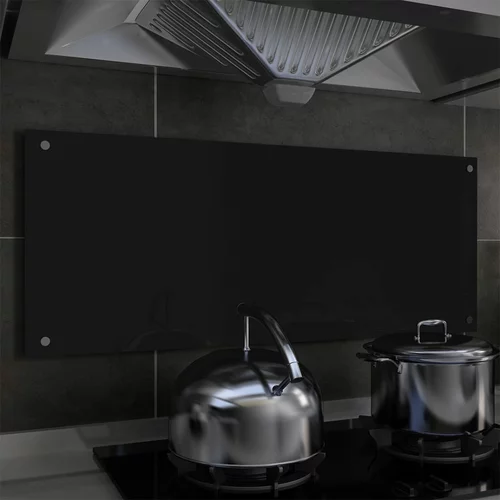 vidaXL Kuhinjska zaščitna obloga črna 100x40 cm kaljeno steklo