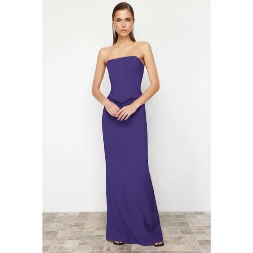 Trendyol Purple Corset Detailed Woven Long Evening Dress
