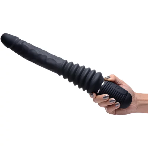 Master Series 10X thrust master vibrating and thrusting dildo with handle black