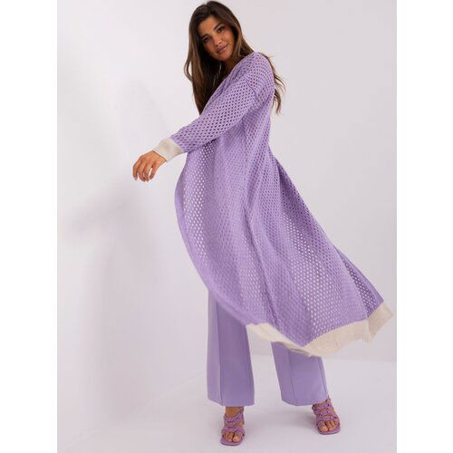 Fashion Hunters Light purple openwork cardigan with wool Slike