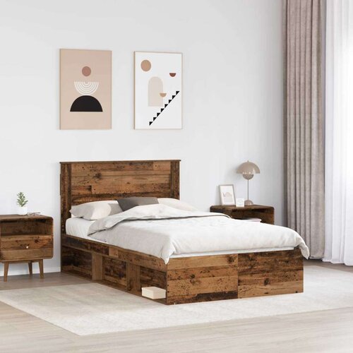  Okvir za krevet s uzglavljem Staro drvo 120 x 200 cm Slike