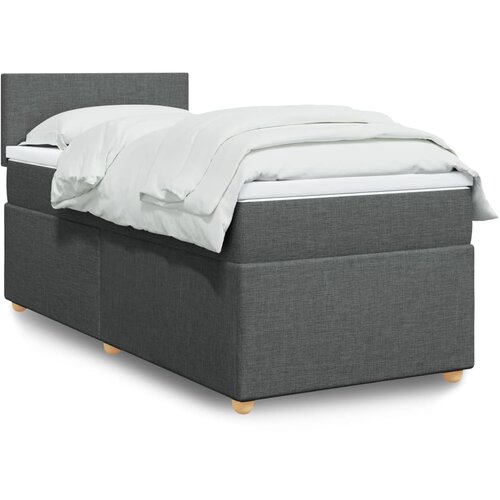 vidaXL Box spring postelja z vzmetnico temno siva 100x200 cm blago Cene