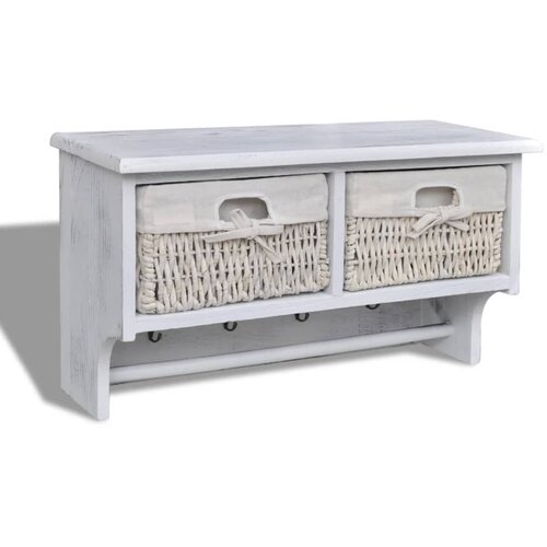  Zidna polica bijela 60 x 23,5 x 33 cm od drva paulovnije Cijene