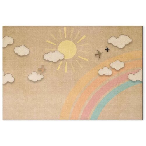  Slika - Holiday Sky - Sunny Day with a Rainbow and Flying Birds 30x20 Premium Print Slike