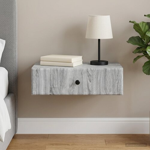 Stolna montirana na zid Siva sonoma 59 x 34,5 x 17 cm Slike