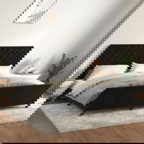 VidaXL Okvir za krevet s uzglavljem crni 160x200 cm bar&amp;scaron;unasti Slike