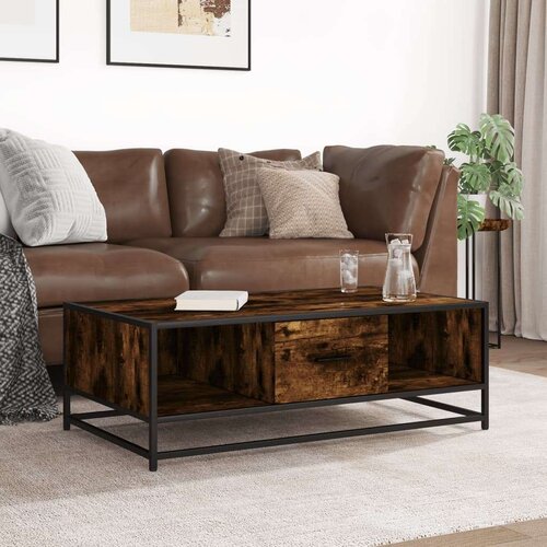  Stolić za kavu boja hrasta 100x57x35 cm od drva i metala Slike
