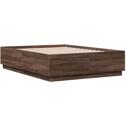 vidaXL Okvir za krevet smeđi hrast 135x190 cm konstruirano drvo