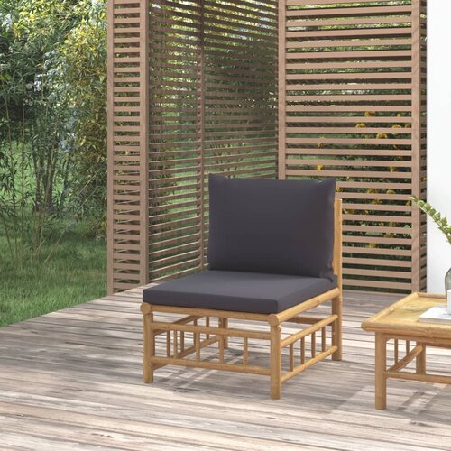 The Living Store Vrtni sredinski kavč s temno sivimi blazinami bambus - Vrtni Sredinski Kavč, (21427731) Cene