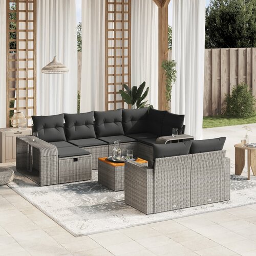  11-dijelni set vrtnih sofa od poliratana s jastucima sivi Slike