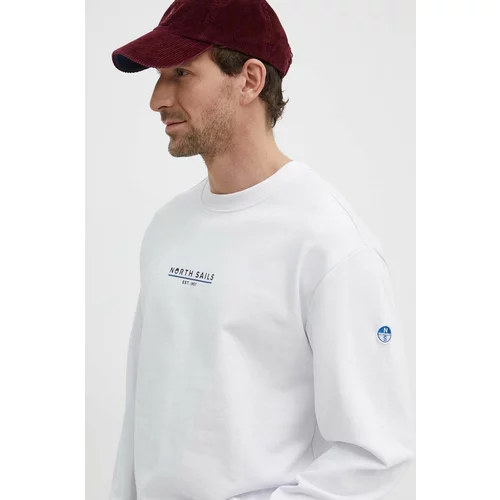 North Sails Bombažen pulover moški, bela barva, 691226