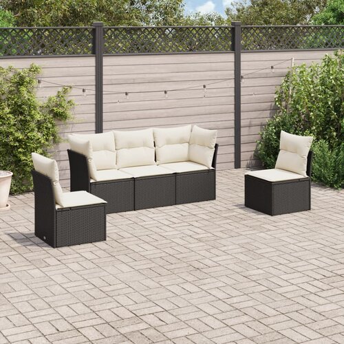  5-dijelna vrtna garnitura od poliratana s jastucima crna 62 x 62 x 69 cm Cijene