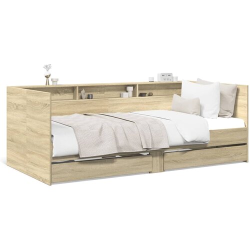 VidaXL Dnevni krevet s ladicama boja hrasta sonome 90 x 200 cm drveni Slike