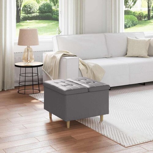  Otoman za pohranu s jastukom Sivi 60 x 60 x 45 cm Umjetna koža - Sivi 60 cm Umjetna koža Cijene