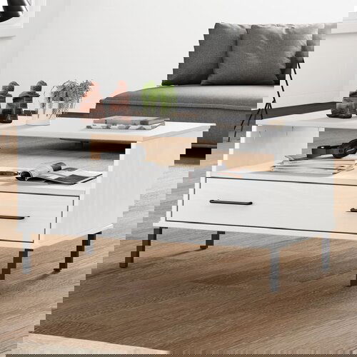 VidaXL Klubska mizica bela 85x50x45 cm trden les OSLO Slike