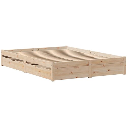 vidaXL Posteljni okvir s predali 135x190 cm borovina, (21292530) Cene