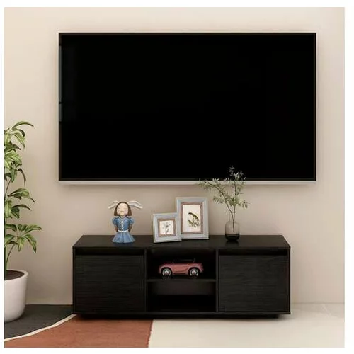  TV omarica črna 110x30x40 cm trdna borovina