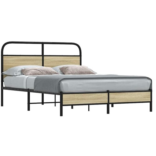 vidaXL Posteljni okvir brez vzmetnice 140x200 cm sonoma hrast inž. les Cene