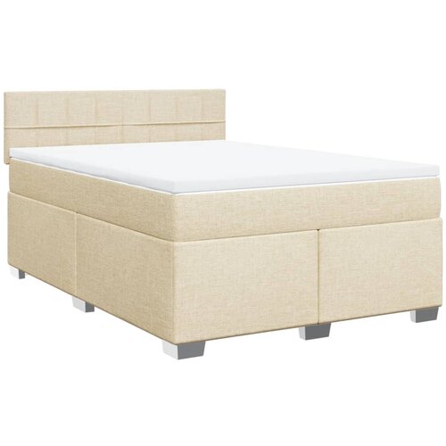  Krevet s oprugama i madracem krem 140x200 cm od tkanine Slike