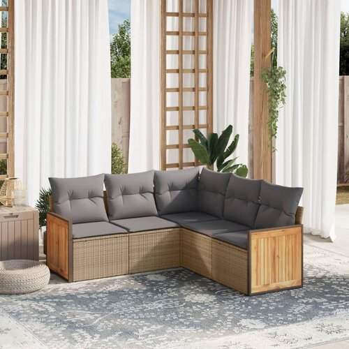 vidaXL 5-dijelni vrtni set sofa s jastucima bež od poliratana Cijene