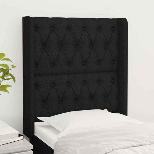  Uzglavlje s u&amp;scaron;ima crni 83x16x118/128 cm od tkanine Slike