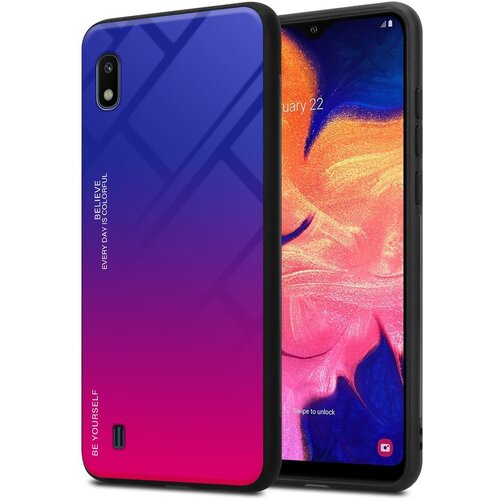 Cadorabo Ohi&amp;scaron;je, združljiv s Samsungom v vijolični - rdeči - dvobarvni za&amp;scaron;čitni pokrov iz silikona TPU in hrbta iz kaljenega stekla, (20569846) Slike