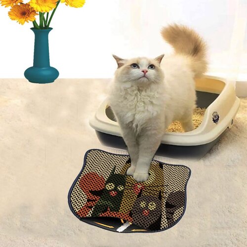 WALLXPERT Kdkafa0094 Multicolor Cat Litter Mat Cene