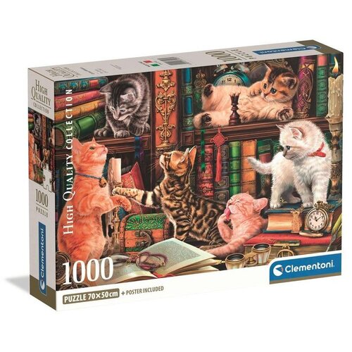Clementoni Radovedne mačke HQC 1000 delni puzzle s plakatom - Slike