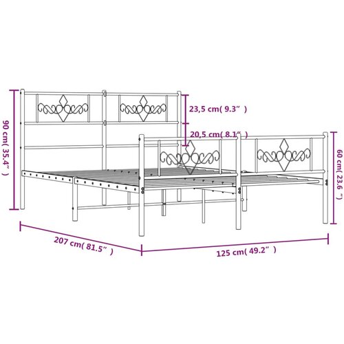  Metalni okvir kreveta uzglavlje i podnožje bijeli 120x200 cm Slike