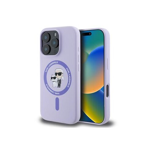  Originalen KARL LAGERFELD ovitek MagSafe iPhone 16 Pro Max - Karl and Choupette - vijola - KLHMP16XSCMKCRHU Slike