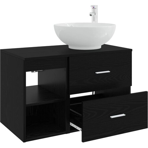  Set namje&amp;scaron;taja za kupaonicu 2 kom. Crni hrast Konstruirano drvo Crna 49,5 x 44,5 x 80 cm Slike