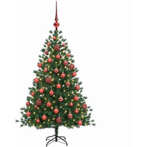  Umjetno božićno drvce s kuglicom 150 cm 150 LED lampica - 150 cm s LED-ima i crvenim lopticama Slike