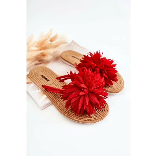 Kesi Women's Flip-flops With Fabric Ornament Red Eviana