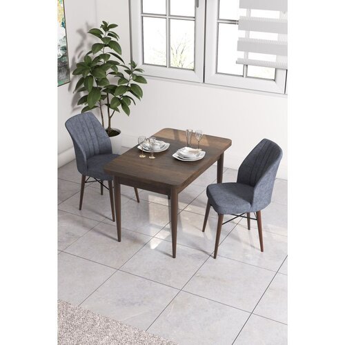 Hanah home trpezarijski set Arp, sto i 2 stolice, ploča u dekoru drveta Baroque, dimno siva tkanina Babyface Cene