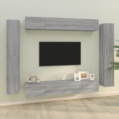  8-dijelni set TV ormarića sivog sonome konstruirano drvo Cijene