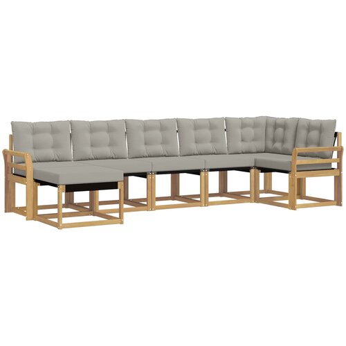 vidaXL Zunanja garnitura za sedenje 7 pcs Bela in svetlo siva, (5000280414) Cene