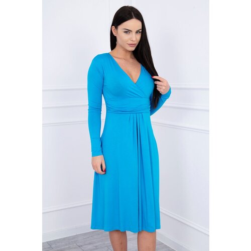Kesi Dress cut under the breast, long sleeves turquoise Slike