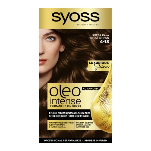 Syoss barva za lase - Oleo Intense Permanent Oil Color - 4-18 Mokka Brown Cene