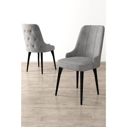 Hanah home set trpezarijskih stolica Enoa 6 kom, siva tkanina Babyface, crne drvene noge Cene