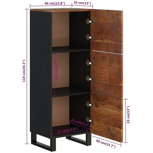  Visoka komoda s 3 vrata 40x33x110 cm obnovljeno drvo i željezo Slike