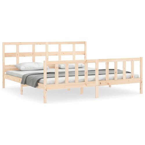 VidaXL Posteljni okvir z vzglavjem 200x200 cm trden les, (20737044) Slike